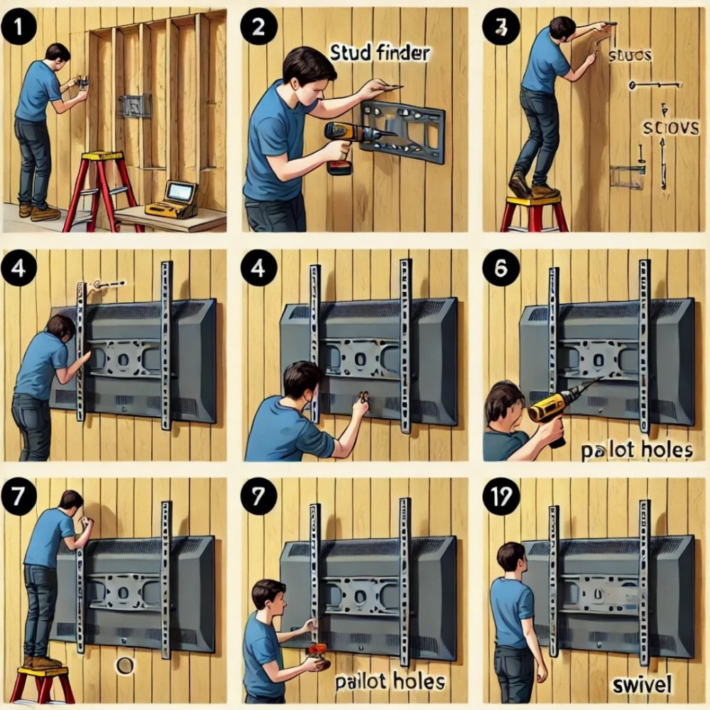 ChatGPT's illustrated guide on how to mount a flatscreen TV on a wall is full of funny mistakes like the TV screen being against the wall